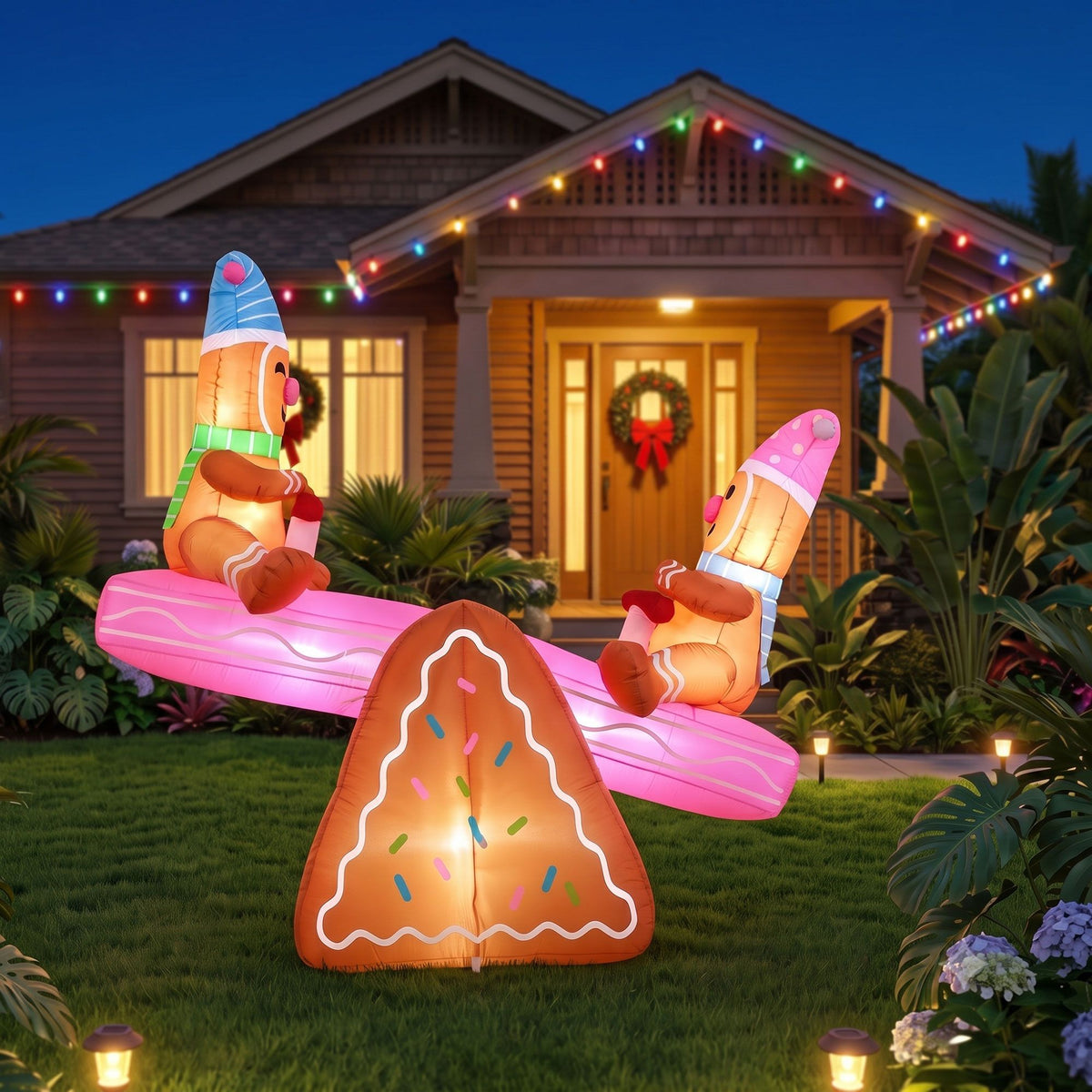 Dark Slate Gray Jingle Jollys Christmas Inflatable Seesaw 1.8M Height LED Outdoor Decorations Illuminated Occasions > Christmas > Outdoor Decorations & Lights