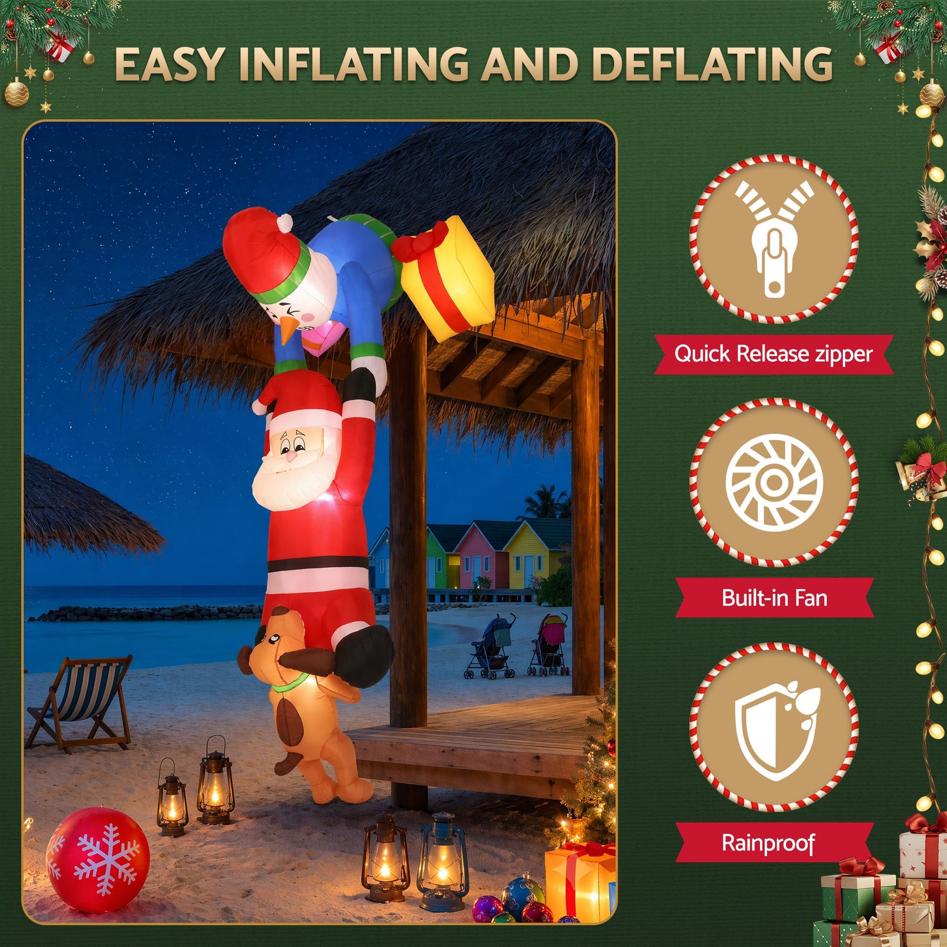 Dark Slate Gray Jingle Jollys Christmas Inflatable Climbing Santa 3.5M Height LED Decorations Illuminated Occasions > Christmas > Outdoor Decorations & Lights