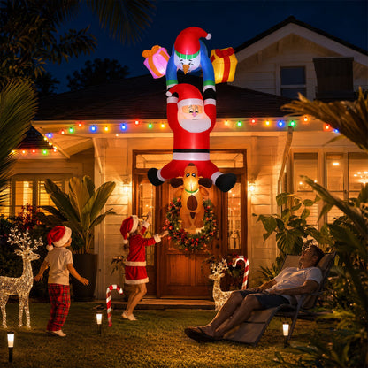 Black Jingle Jollys Christmas Inflatable Climbing Santa 3.5M Height LED Decorations Illuminated Occasions > Christmas > Outdoor Decorations & Lights