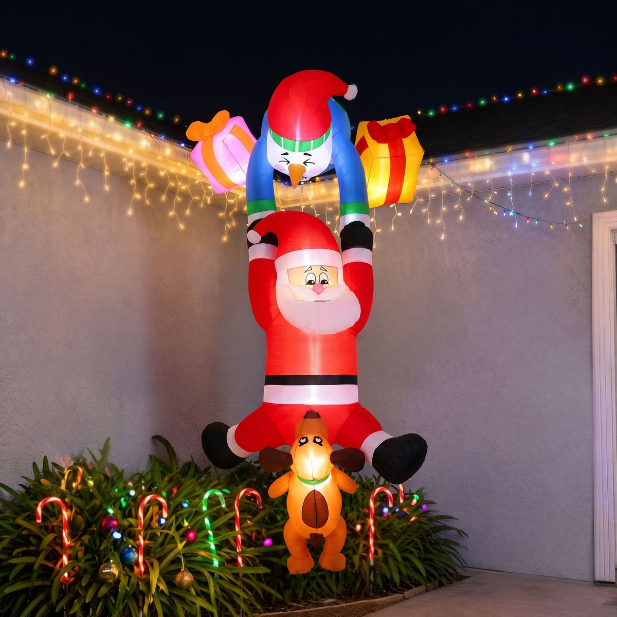 Slate Gray Jingle Jollys Christmas Inflatable Climbing Santa 3.5M Height LED Decorations Illuminated Occasions > Christmas > Outdoor Decorations & Lights