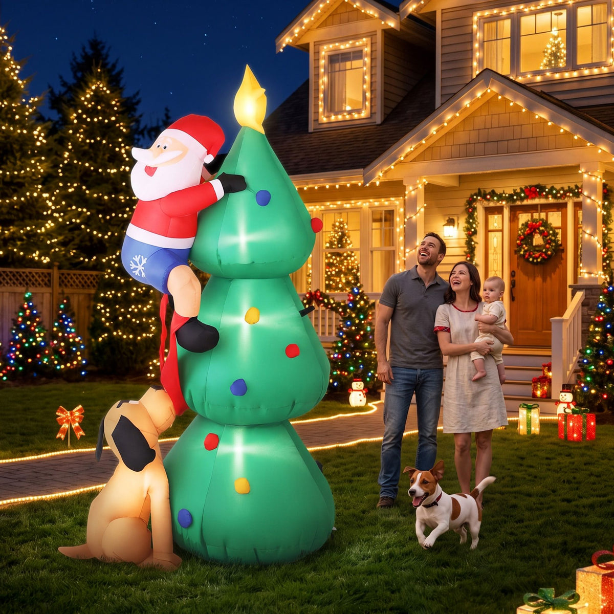 Black Jingle Jollys Christmas Inflatable Santa Tree 1.8M Illuminated Decorations Occasions > Christmas > Christmas Decorations