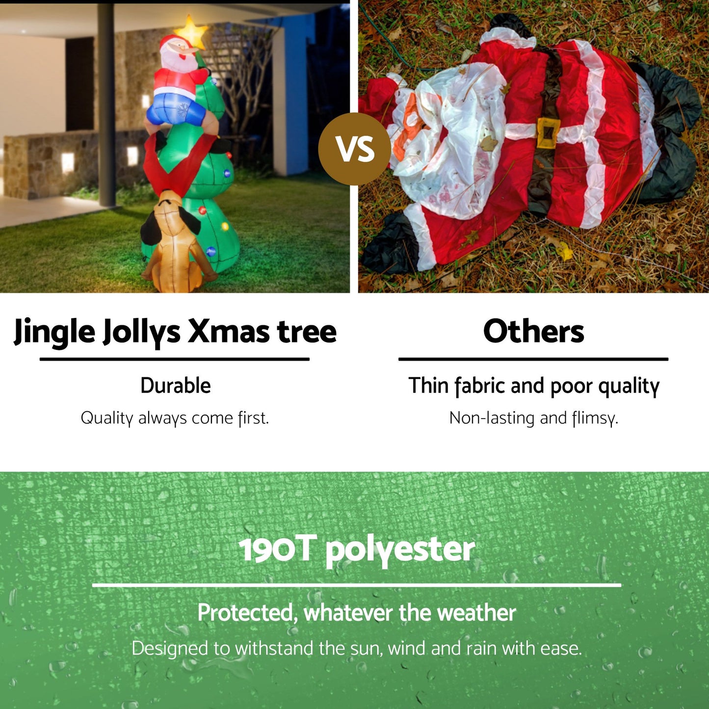 White Smoke Jingle Jollys Christmas Inflatable Santa Tree 1.8M Illuminated Decorations Occasions > Christmas > Christmas Decorations
