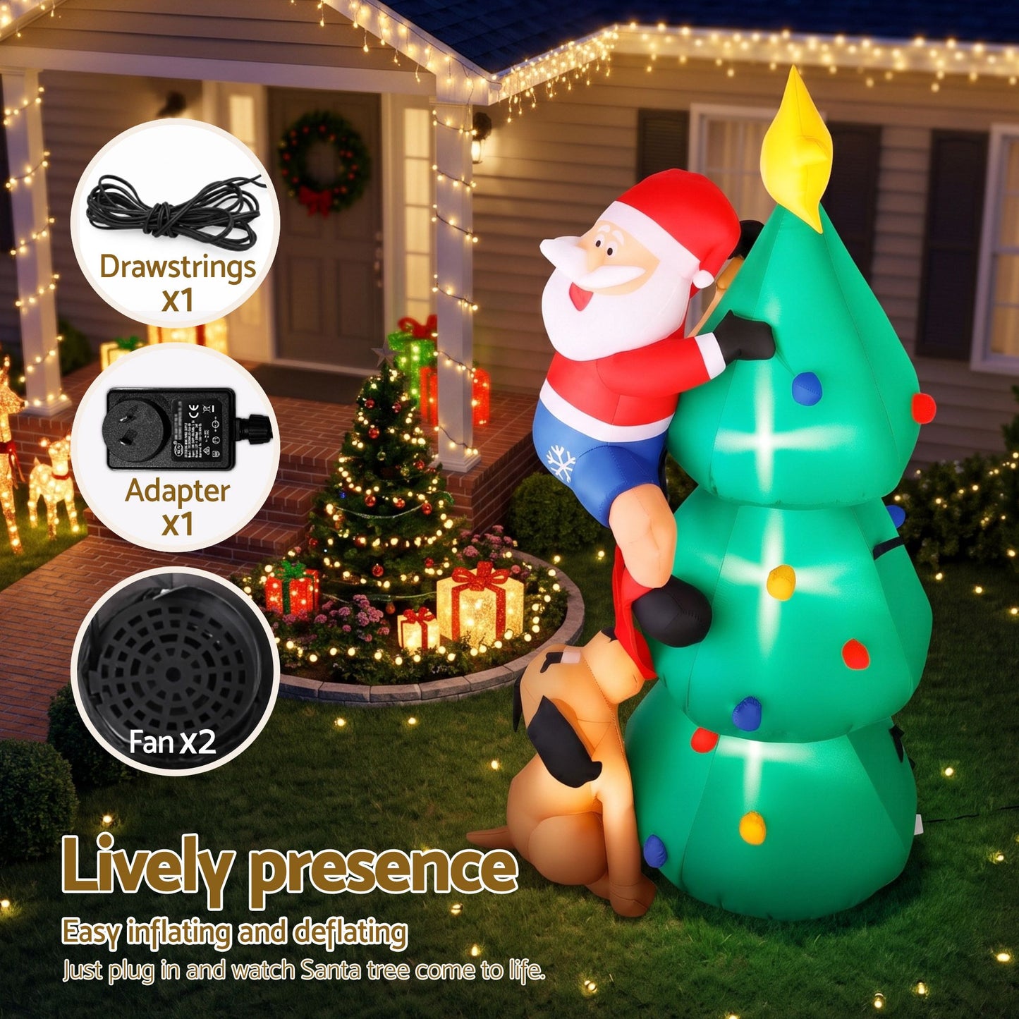 Black Jingle Jollys Christmas Inflatable Santa Tree 1.8M Illuminated Decorations Occasions > Christmas > Christmas Decorations