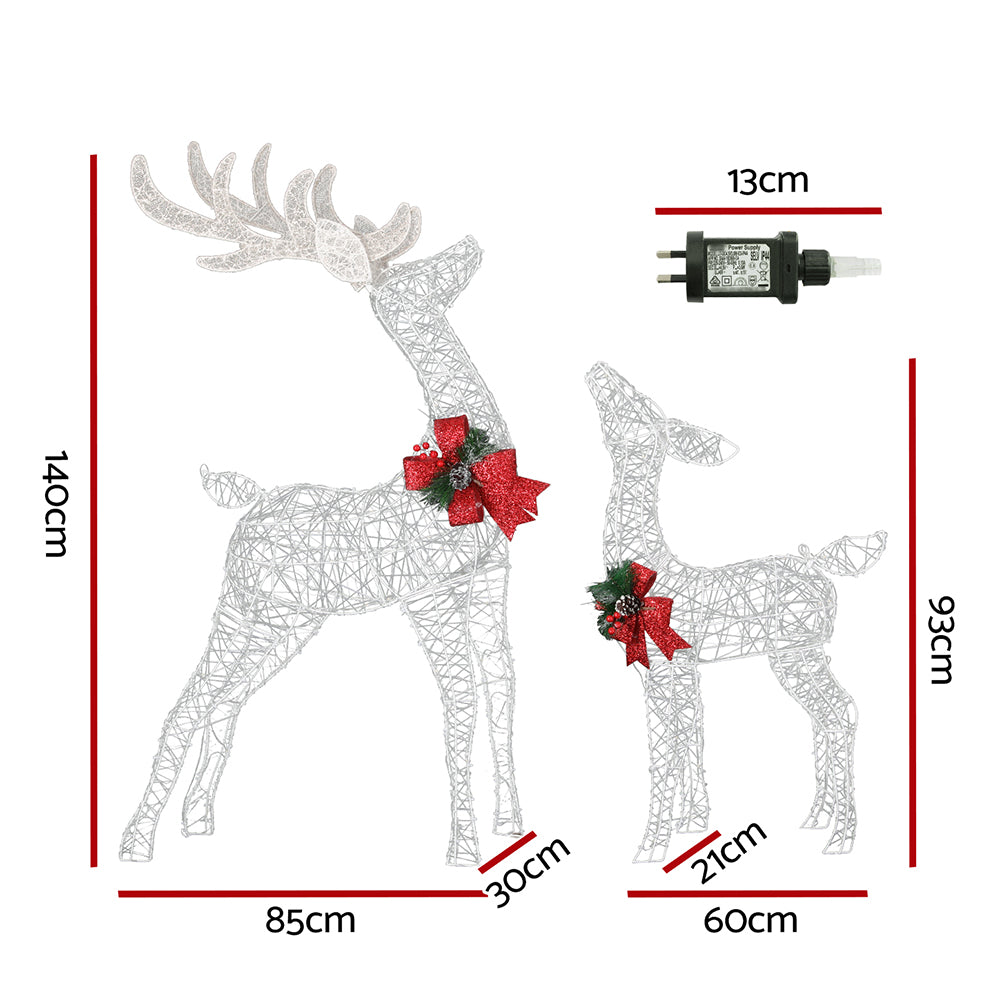 White Smoke Jingle Jollys Christmas Lights 2pcs Reindeer Set Fairy Light 170 LED Decorations Occasions > Christmas > Outdoor Decorations & Lights