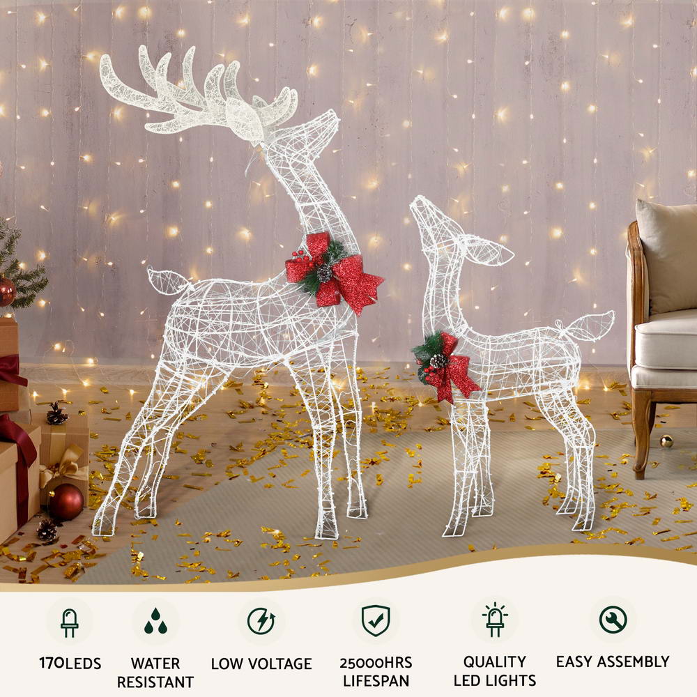 Dark Gray Jingle Jollys Christmas Lights 2pcs Reindeer Set Fairy Light 170 LED Decorations Occasions > Christmas > Outdoor Decorations & Lights