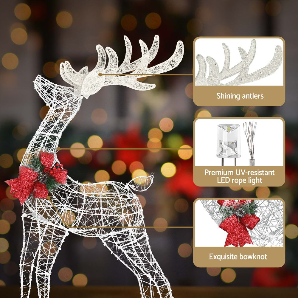 White Smoke Jingle Jollys Christmas Lights 2pcs Reindeer Set Fairy Light 170 LED Decorations Occasions > Christmas > Outdoor Decorations & Lights