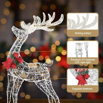White Smoke Jingle Jollys Christmas Lights 2pcs Reindeer Set Fairy Light 170 LED Decorations Occasions > Christmas > Outdoor Decorations & Lights