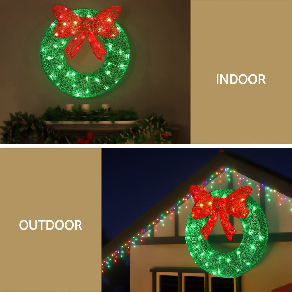 Dark Khaki Jingle Jollys Christmas Lighted Wreath Solar Powered Indoor Outdoor Decoration Occasions > Christmas > Outdoor Decorations & Lights