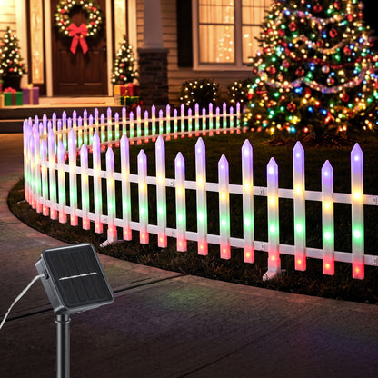 Black Jingle Jollys 3m Solar Christmas Fence Lights Outdoor Garden Path Decor Multicolour 8pc Occasions > Christmas > Outdoor Decorations & Lights