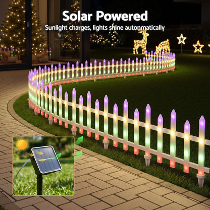 Black Jingle Jollys 3m Solar Christmas Fence Lights Outdoor Garden Path Decor Multicolour 8pc Occasions > Christmas > Outdoor Decorations & Lights