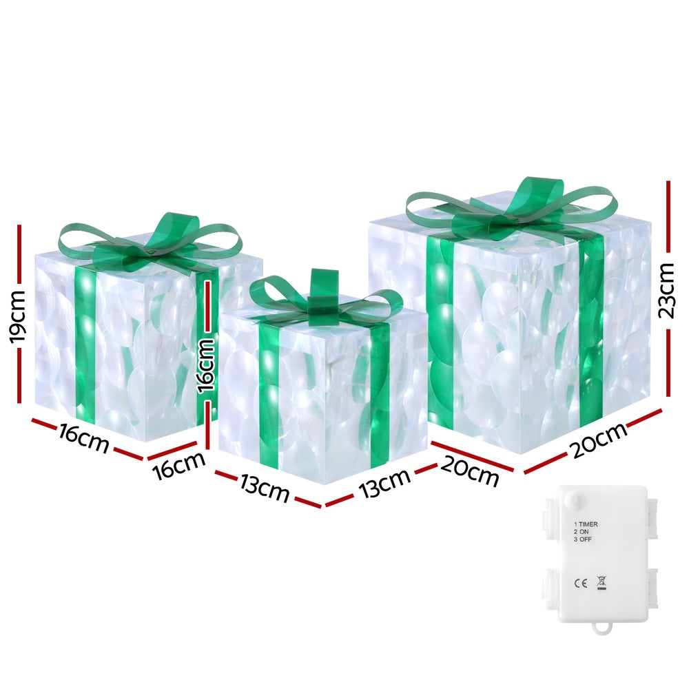 White Smoke 3 PCS Christmas Lights 70 LED Fairy Light Gift Box Jingle Jollys Christmas
