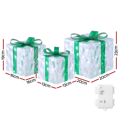 White Smoke 3 PCS Christmas Lights 70 LED Fairy Light Gift Box Jingle Jollys Christmas