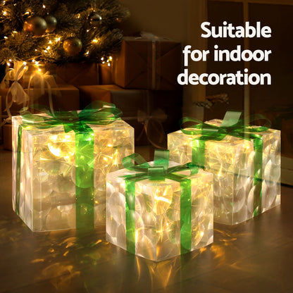 Black 3 PCS Christmas Lights 70 LED Fairy Light Gift Box Jingle Jollys Christmas