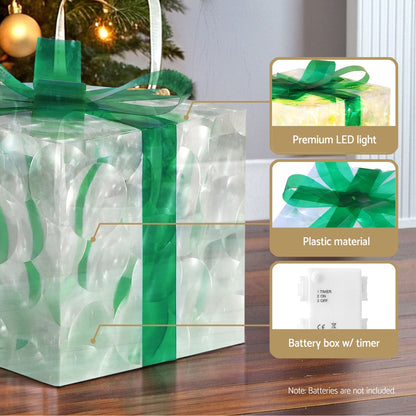 Gray 3 PCS Christmas Lights 70 LED Fairy Light Gift Box Jingle Jollys Christmas