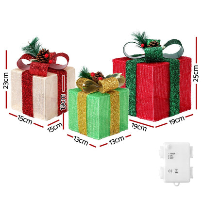 White Smoke 3 PCS Christmas Lights 60 LED Fairy Light Gift Box Jingle Jollys Christmas