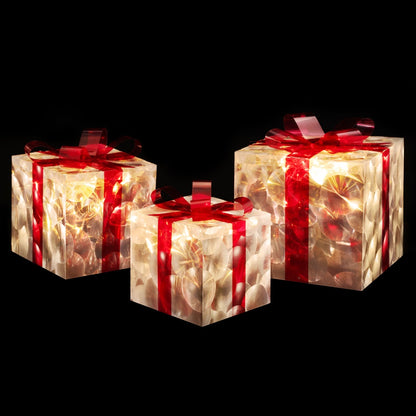 Black 3 PCS Christmas Lights 70 LED Fairy Light Gift Box Jingle Jollys Christmas