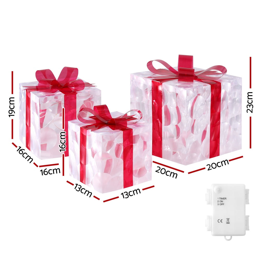 White Smoke 3 PCS Christmas Lights 70 LED Fairy Light Gift Box Jingle Jollys Christmas