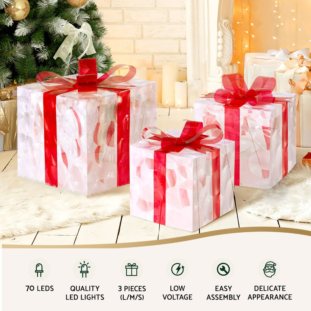 Seashell 3 PCS Christmas Lights 70 LED Fairy Light Gift Box Jingle Jollys Christmas