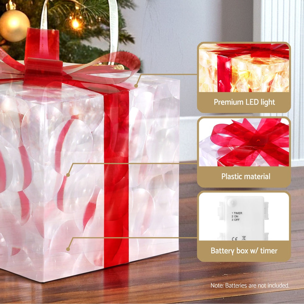 Light Gray 3 PCS Christmas Lights 70 LED Fairy Light Gift Box Jingle Jollys Christmas