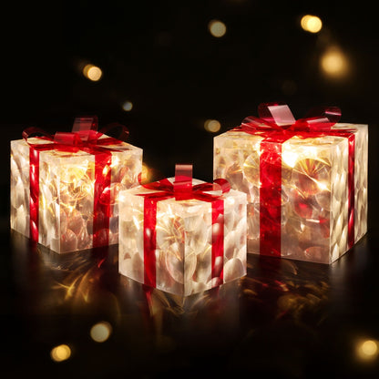 Black 3 PCS Christmas Lights 70 LED Fairy Light Gift Box Jingle Jollys Christmas