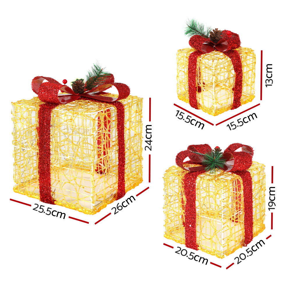 White Smoke Jingle Jollys Christmas Lights Gift Box Set 3 PCS Set 48 LED Decorations Occasions > Christmas > Outdoor Decorations & Lights