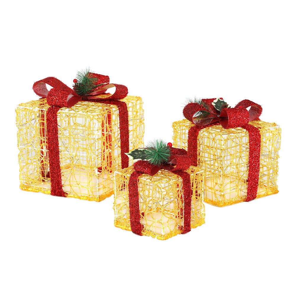 White Smoke Jingle Jollys Christmas Lights Gift Box Set 3 PCS Set 48 LED Decorations Occasions > Christmas > Outdoor Decorations & Lights