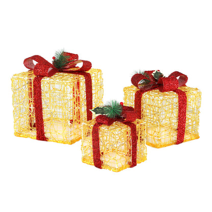 White Smoke Jingle Jollys Christmas Lights Gift Box Set 3 PCS Set 48 LED Decorations Occasions > Christmas > Outdoor Decorations & Lights