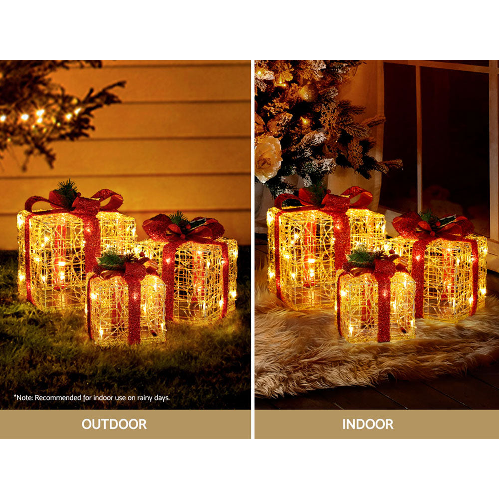 Black Jingle Jollys Christmas Lights Gift Box Set 3 PCS Set 48 LED Decorations Occasions > Christmas > Outdoor Decorations & Lights