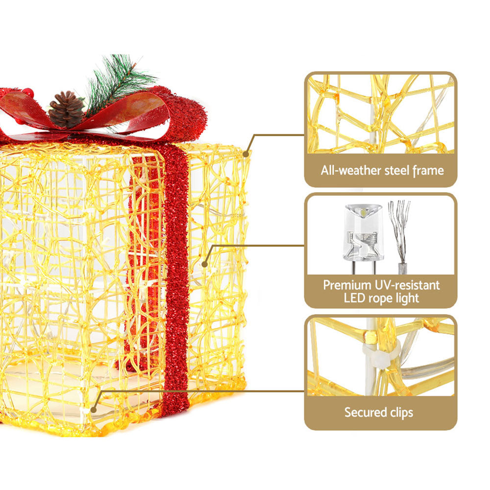 White Smoke Jingle Jollys Christmas Lights Gift Box Set 3 PCS Set 48 LED Decorations Occasions > Christmas > Outdoor Decorations & Lights