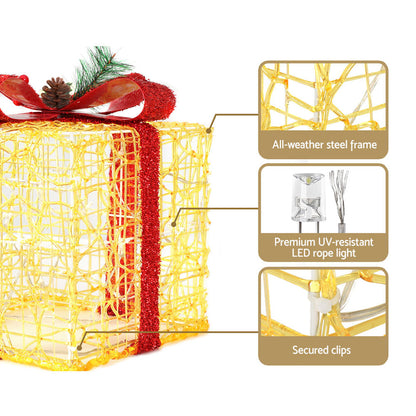 White Smoke Jingle Jollys Christmas Lights Gift Box Set 3 PCS Set 48 LED Decorations Occasions > Christmas > Outdoor Decorations & Lights