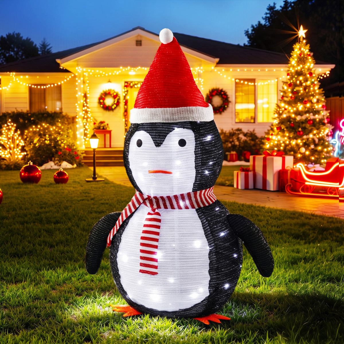 Black Jingle Jollys Christmas Penguin Light LED Christmas Decoration Pop Up Christmas Display 70cm Occasions > Christmas > Christmas Decorations