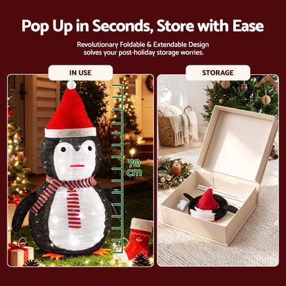 Dark Red Jingle Jollys Christmas Penguin Light LED Christmas Decoration Pop Up Christmas Display 70cm Occasions > Christmas > Christmas Decorations