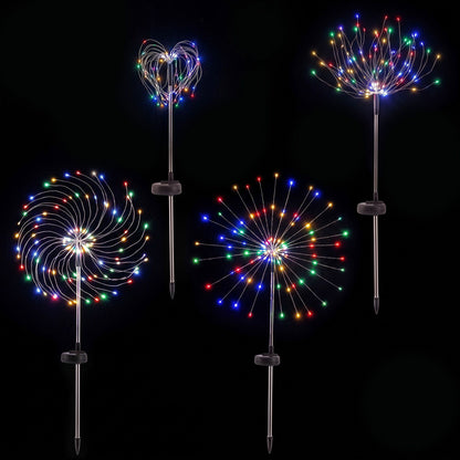 Black Jingle Jollys 4 Pack Christmas Path Lights Solar Firework Garden Decoration Multicolour Occasions > Christmas > Outdoor Decorations & Lights