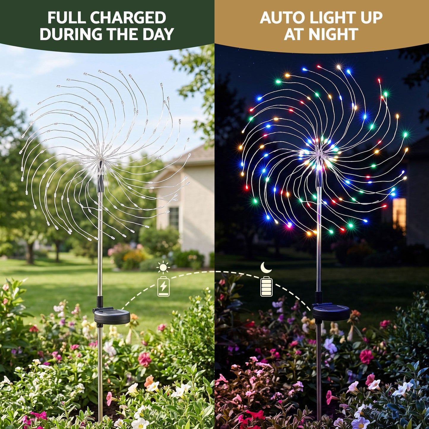 Black Jingle Jollys 4 Pack Christmas Path Lights Solar Firework Garden Decoration Multicolour Occasions > Christmas > Outdoor Decorations & Lights