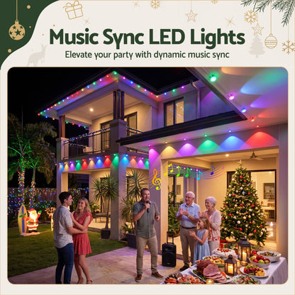 Black Jingle Jollys 15M Christmas Lights Permanent String Eaves Light 36 LED Decoration Occasions > Christmas > Outdoor Decorations & Lights