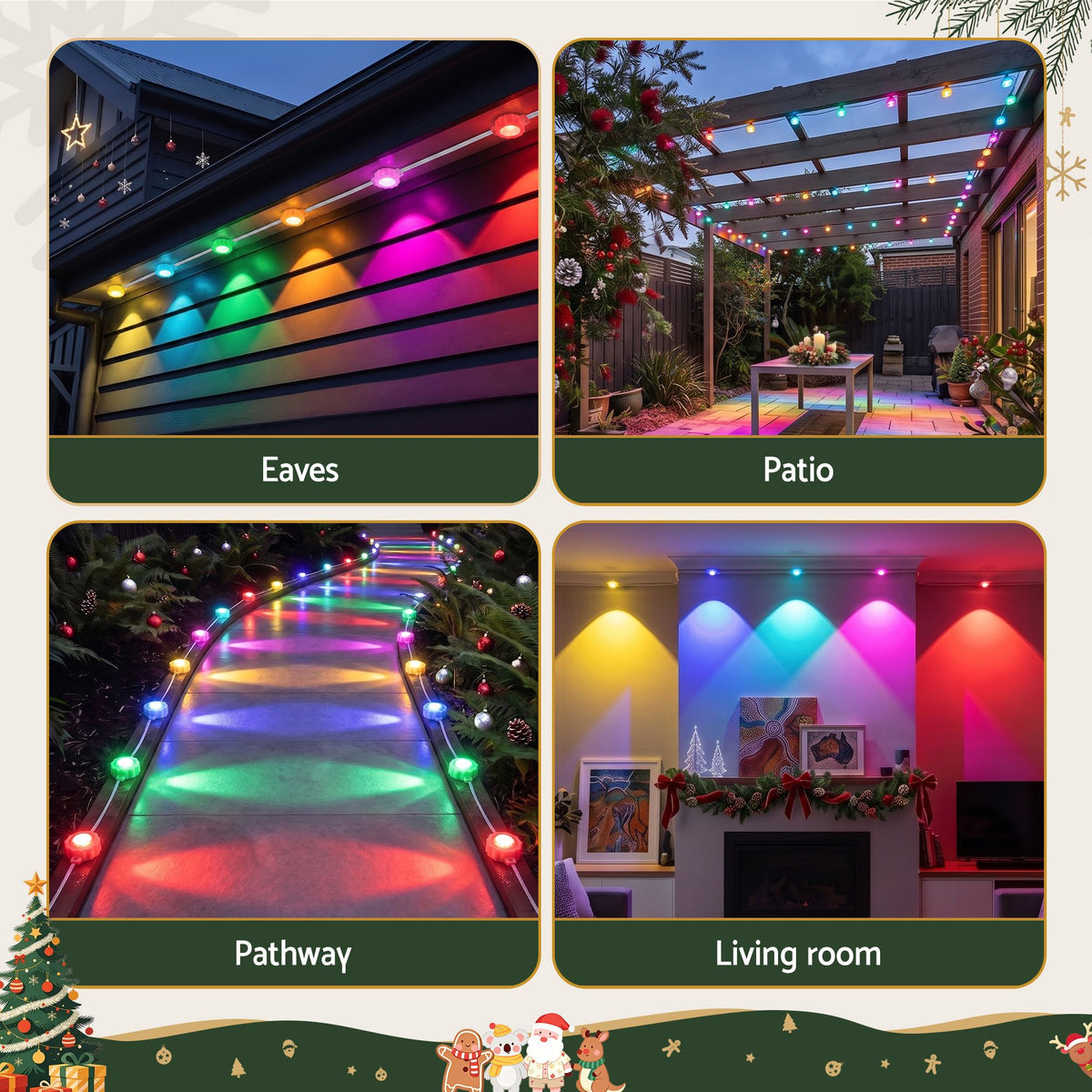 Dark Slate Gray Jingle Jollys 15M Christmas Lights Permanent String Eaves Light 36 LED Decoration Occasions > Christmas > Outdoor Decorations & Lights