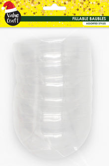 Light Gray XMAS Fillable Baubles, Round Shape, 8cm, 4pk Xmas