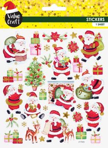 White Smoke XMAS Gold Foil Stickers, Santa/ Presents Xmas