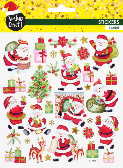 White Smoke XMAS Gold Foil Stickers, Santa/ Presents Xmas