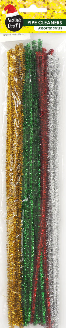 Dark Olive Green XMAS Chenille pipe Cleaners, 30cm, Metallic Traditional colours, 30pcs Xmas