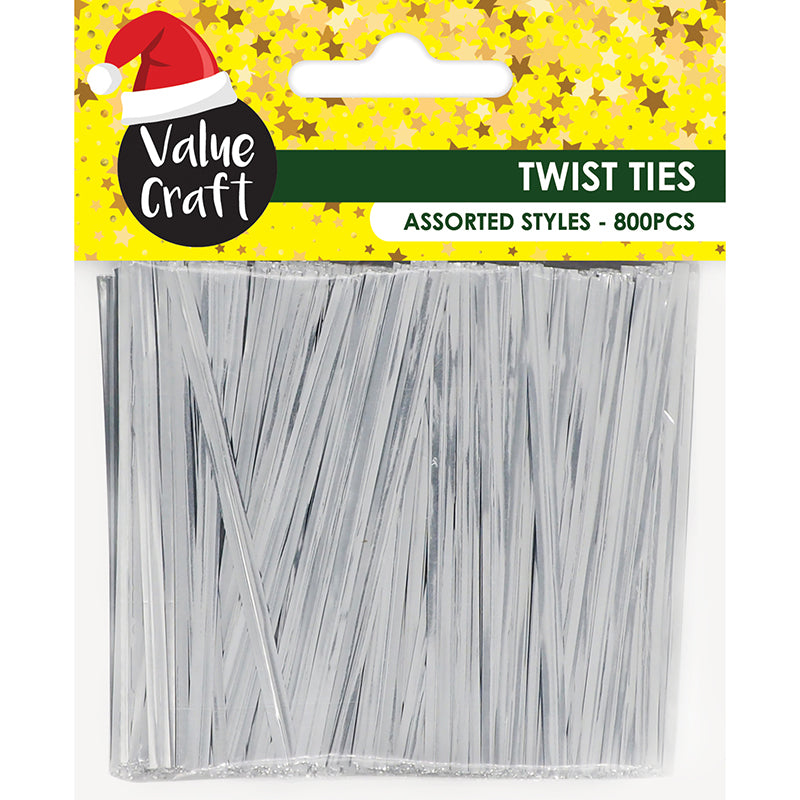 Gray XMAS Twist Ties, Silver, 8cm, 800pcs Xmas