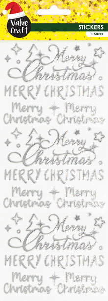 Lavender XMAS Metallic Stickers, Silver Merry Christmas Xmas