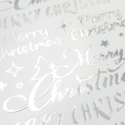 Lavender XMAS Metallic Stickers, Silver Merry Christmas Xmas