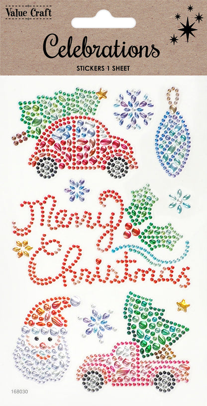 White Smoke XMAS Crystal Stickers, Merry Christmas Xmas