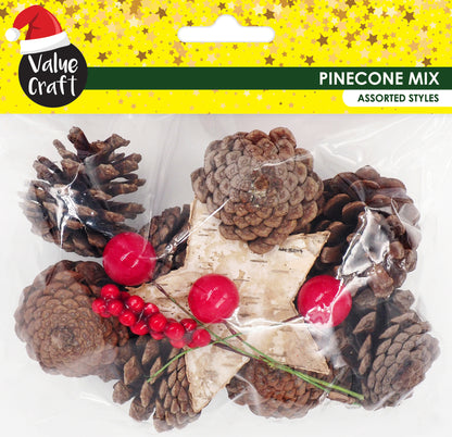 White Smoke XMAS Pinecone Decoration Set, 14pcs Xmas