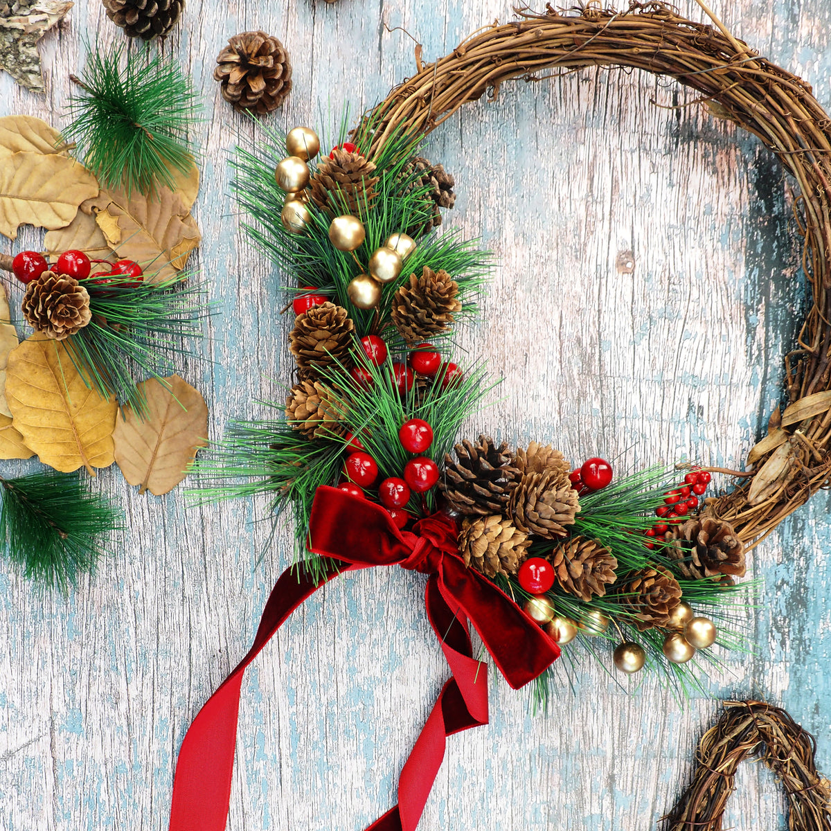 Light Gray XMAS Pinecone Decoration Set, 14pcs Xmas