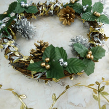 Gray XMAS Wood Wreath, Round, 24cm, 1pk Xmas
