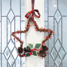 White Smoke XMAS Wood Wreath, Star, 26.5cm, 1pk Xmas