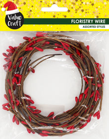 Lavender XMAS Floristry Wire, Red Berry, 65cm, 10pcs Xmas