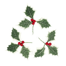 White Smoke XMAS Large Holly Leaves & Berries Embellishments, 13.5cm, 4pk Xmas